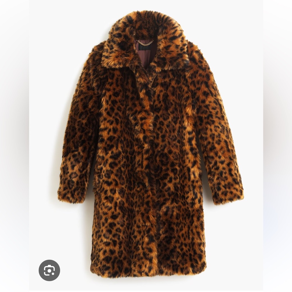JCrew FAUX-FUR LEOPARD COAT Small